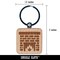 Stone Brick Fireplace Engraved Wood Square Keychain Tag Charm
